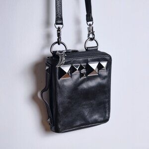 Kien Leather Zip Wallet / Crossbody Bag - Black (NEW)